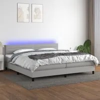 Letto a Molle Materasso e LED Grigio Chiaro 200x200 cm Tessuto cod mxl 51653