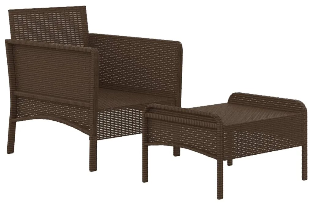 Set divani da giardino 2 pz con cuscini in polyrattan marrone