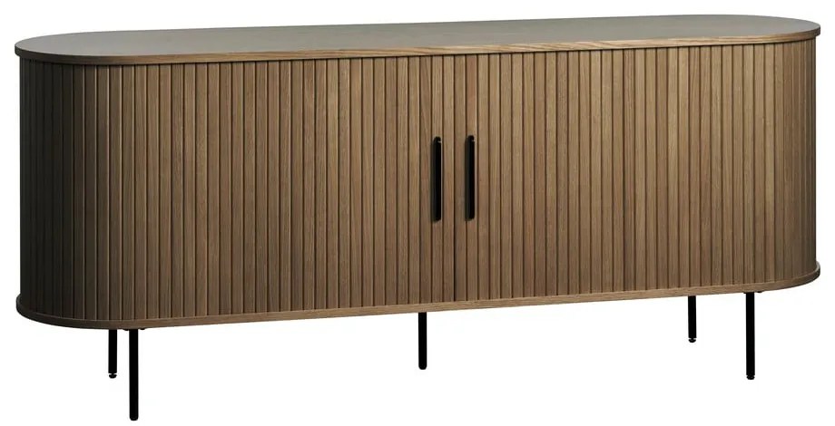 Cassettiera marrone con effetto rovere con ante scorrevoli 180x76x45 cm Nola – Unique Furniture