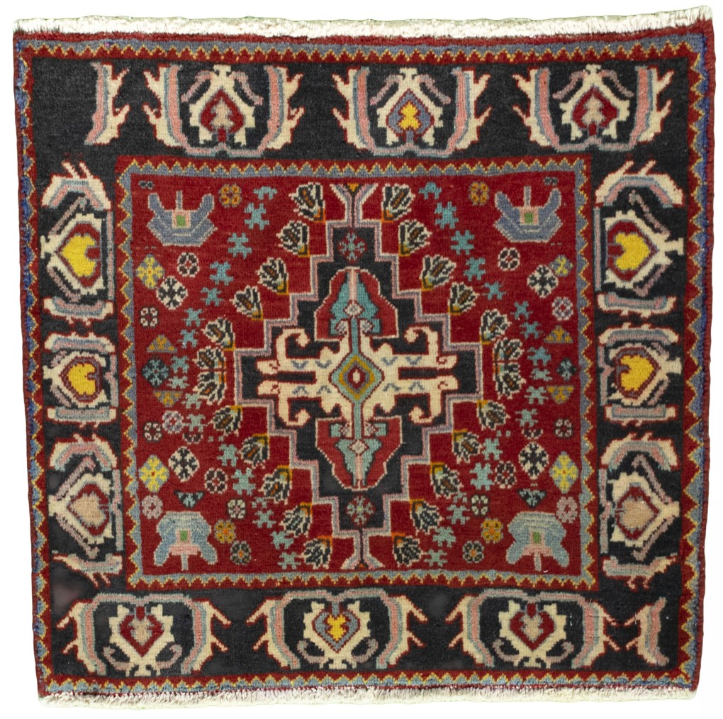 Shiraz Tappeto 60 x 60 Rosso (Iran) Annodato A Mano