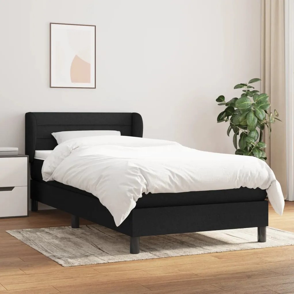Giroletto A Molle Con Materasso Nero 100x200 Cm İn Tessuto /