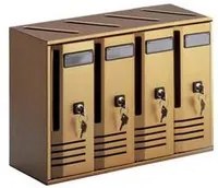 blocchiera serie cubo 4 cassette postali per interni - cm.42x17,5x30h. in alluminio anodizzato bronzo fer80934