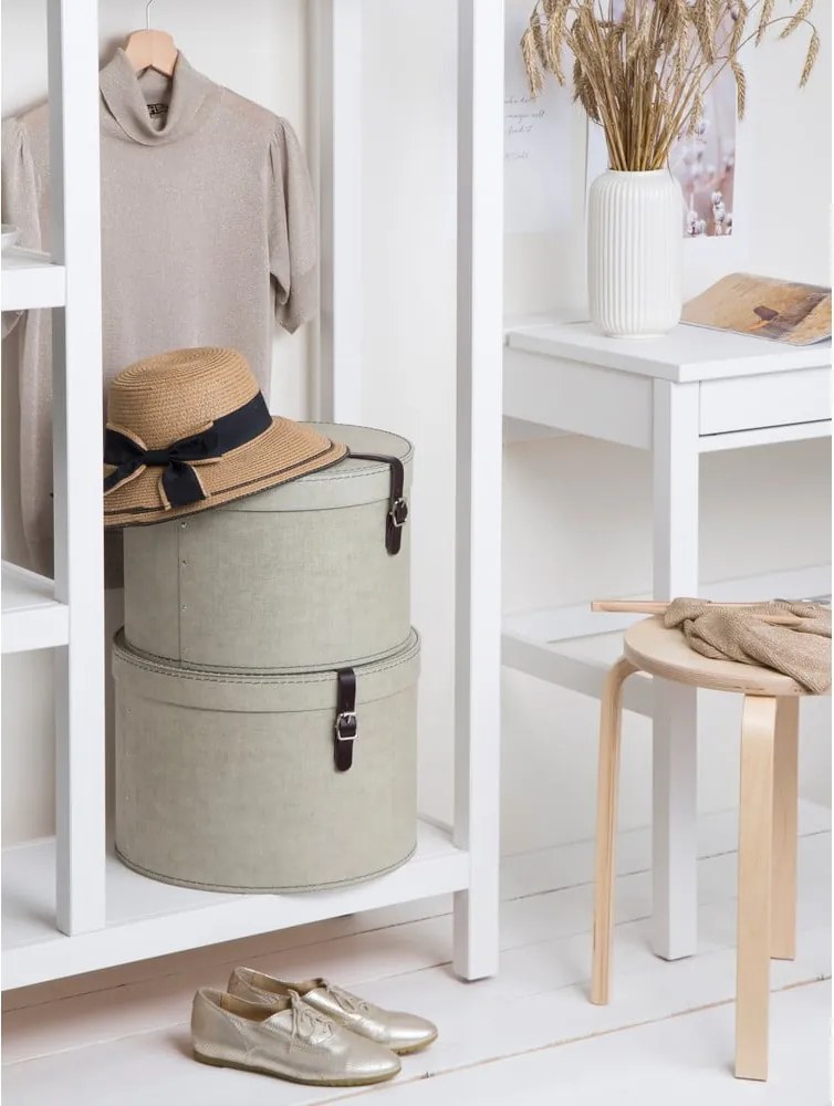 Scatole in set con coperchio beige in cartone 2 pz ø 37,5x25 cm Rut Canvas Paper Laminate – Bigso