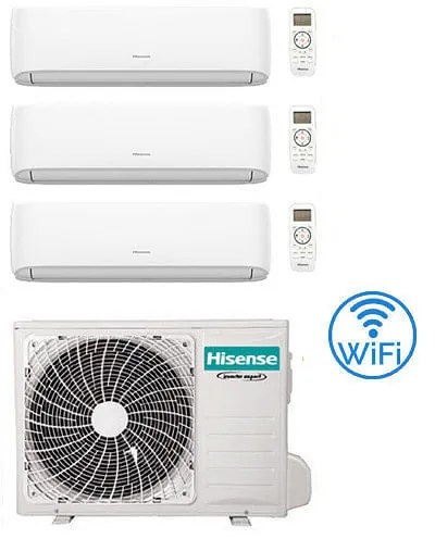 Climatizzatore Condizionatore Hisense Hi Comfort Wifi R32 Trial Split Inverter 9000 + 9000 + 9000 btu con u.e. 3AMW52U4RJC Classe a++/a+