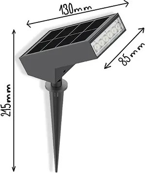 Viking - Lampada solare a LED 1,4W/3,7V IP65 3000K