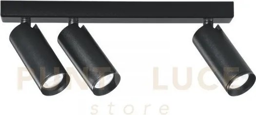 Spot plauto nero in acciaio e alluminio 3 luci attacco gu10 mini 34...