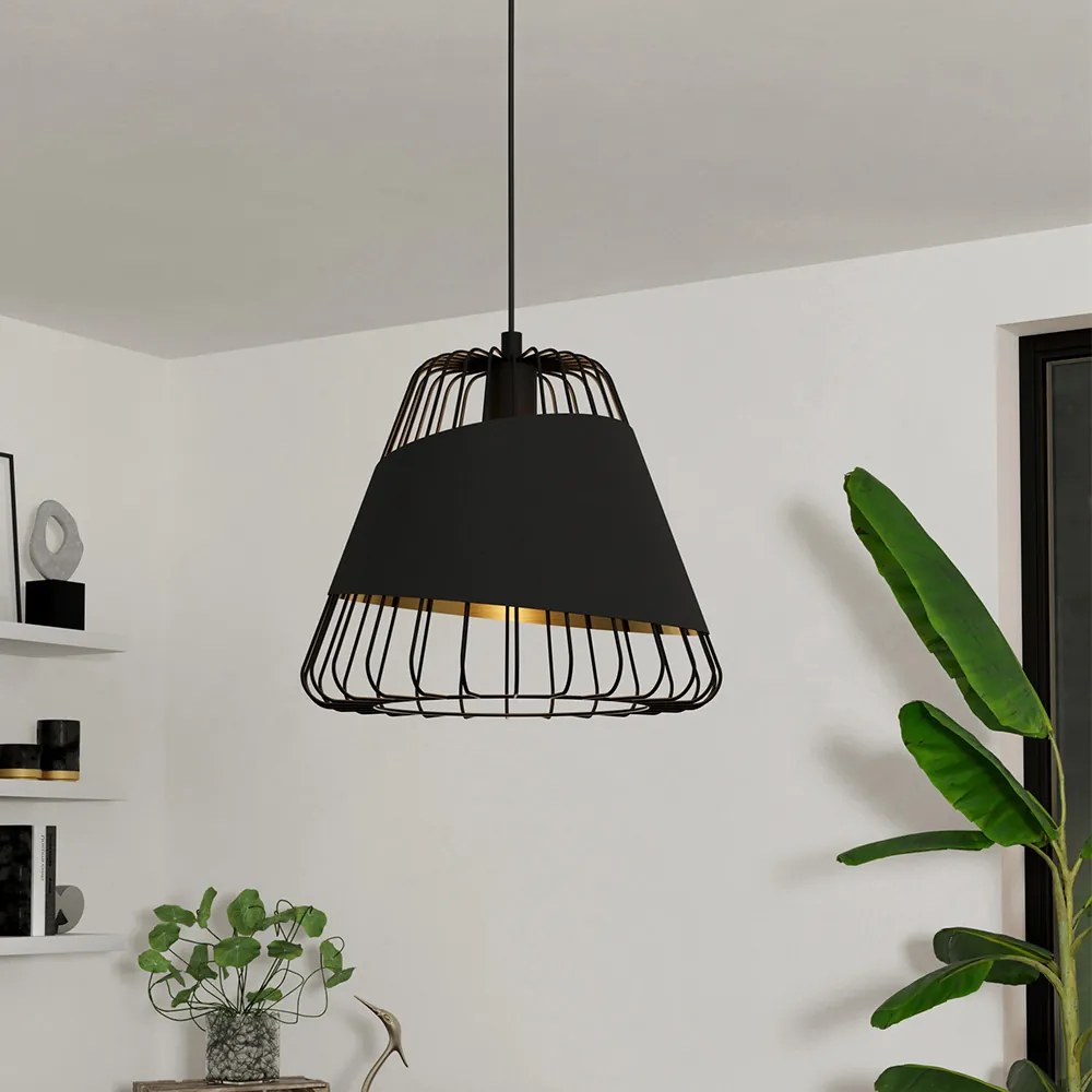 Lampadario Industrial Austell 1 Luce Acciaio Nero