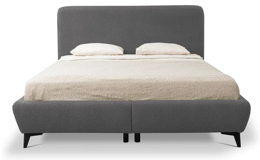Letto matrimoniale imbottito grigio scuro con contenitore con rete inclusa 180x200 cm Makapu – Makamii