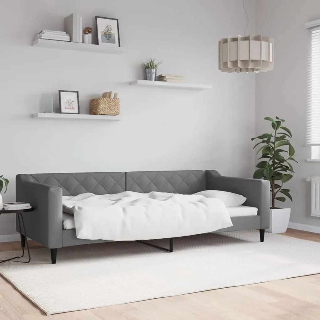 Letto Da Giorno Grigio 90x200 Cm İn Tessuto /
