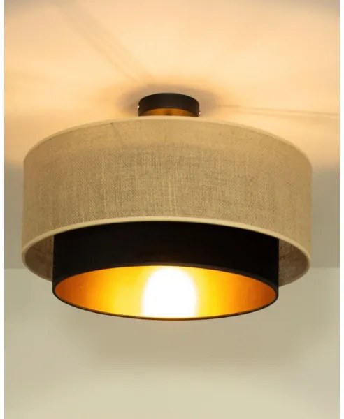 Plafoniera SARTA 1xE27/60W/230V Ø 45 cm nero/iuta