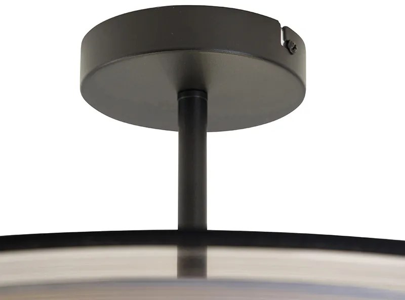Plafoniera moderna nera con bianco 50 cm 3 luci - Drum Duo
