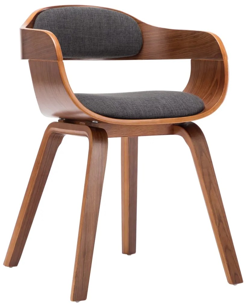 Sedia Da Pranzo Grigio Scuro İn Tessuto E Legno Curvato /