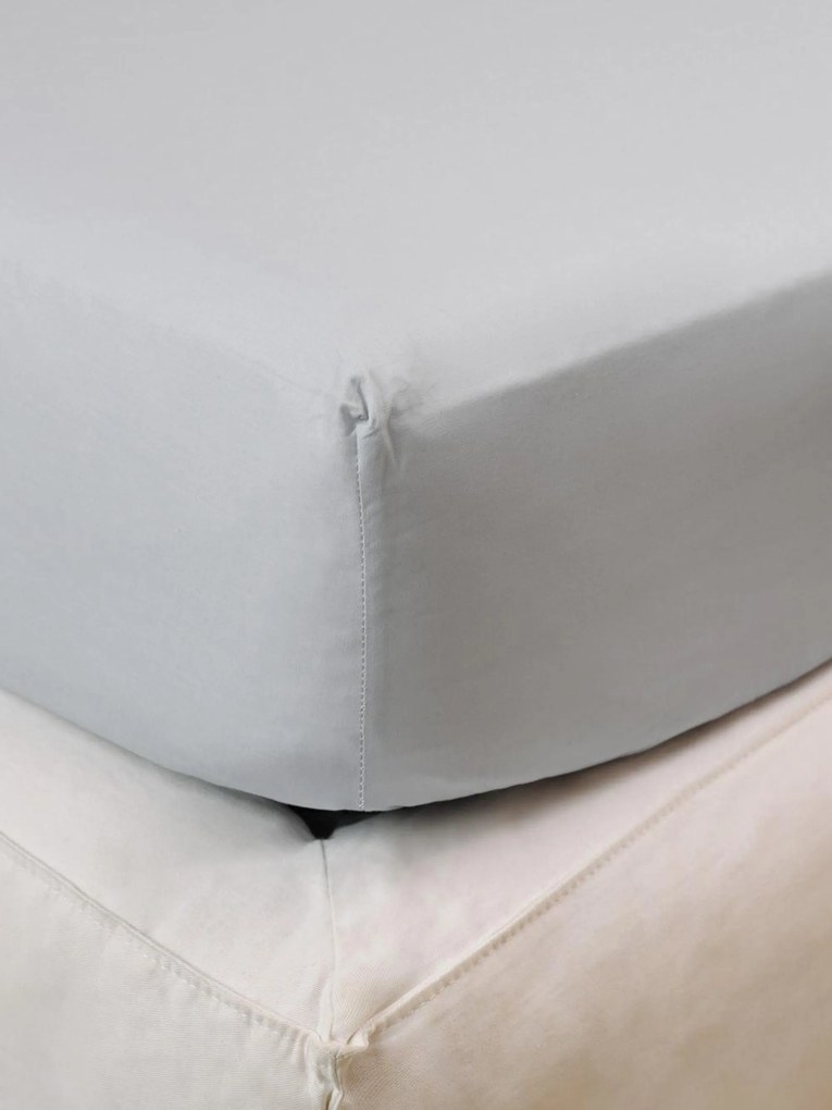 Lenzuolo con angoli in raso di cotone Pearl Grey