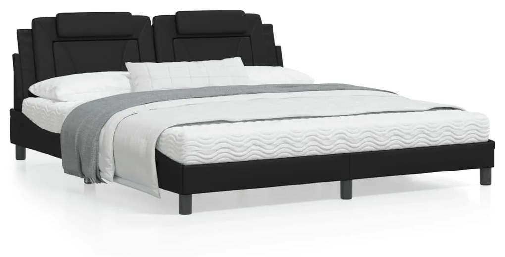 Giroletto Con Testiera Nero 180x200 Cm İn Similpelle /