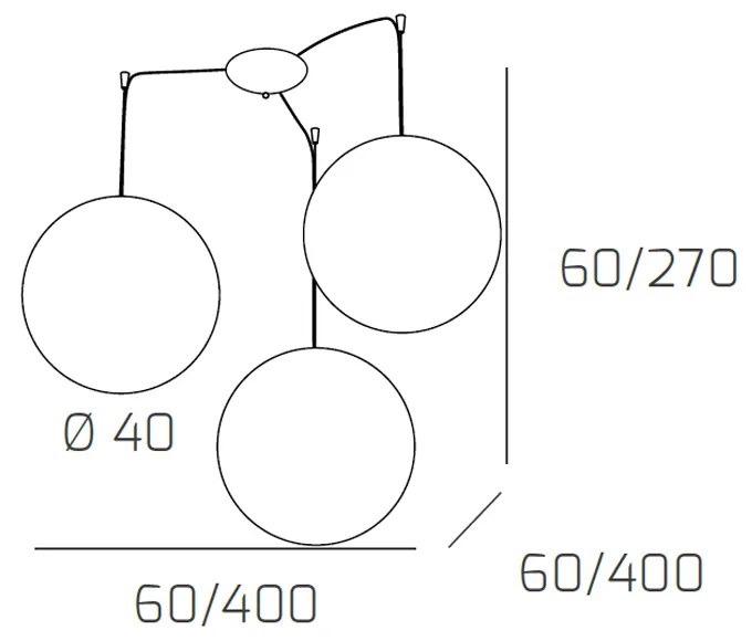 Sospensione Contemporanea Target Metallo Cromo Vetro Cromo Trasp 3 Luci E27 40Cm