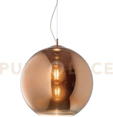 Nemo sospensione 1 luce attacco e27 40cm in vetro soffiato rame