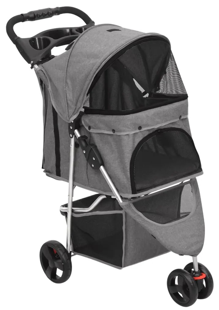 Passeggino Per Cani Pieghevole Grigio 80x46x98cm Tessuto Oxford /