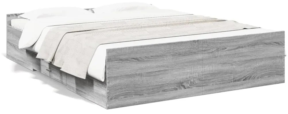 Giroletto Cassetti Grigio Sonoma 160x200 Cm Legno Multistrato /