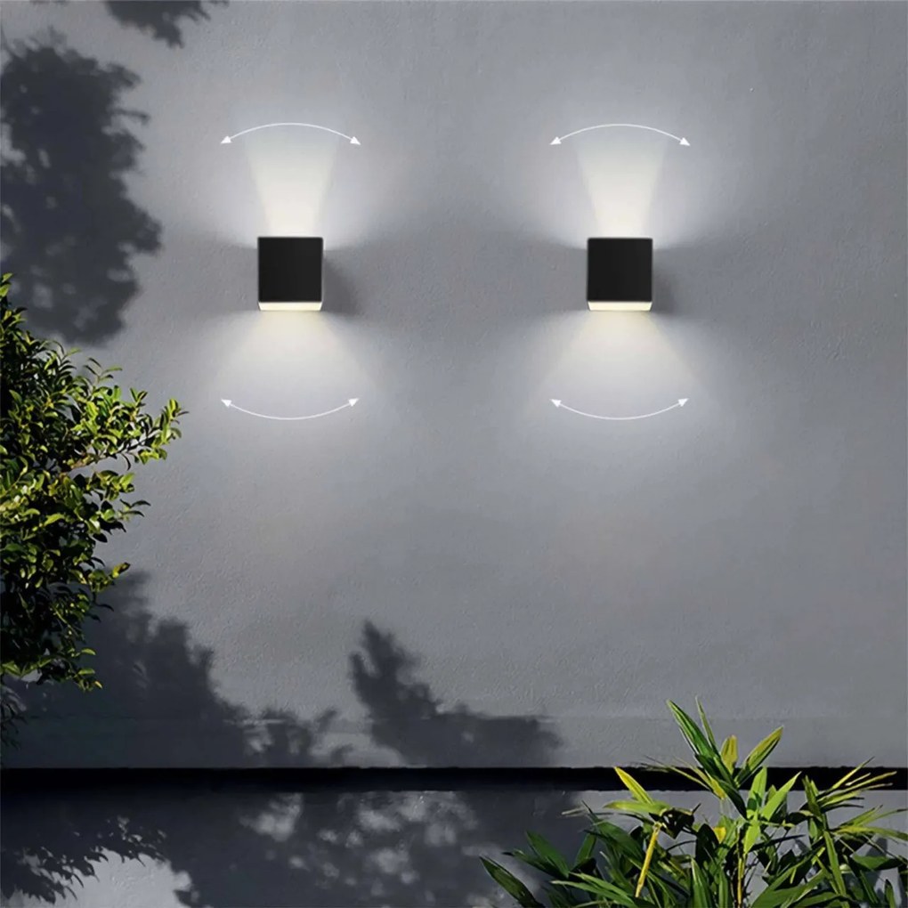 Applique LED Cubo 10W IP65 Nero - 2CCT Colore Bianco Variabile CCT