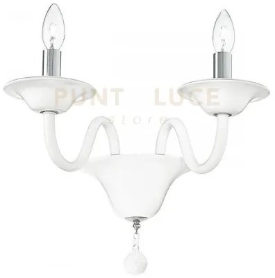 Applique a parete soffio bianca e cromo 2 luci attacco e14 47x30x36...