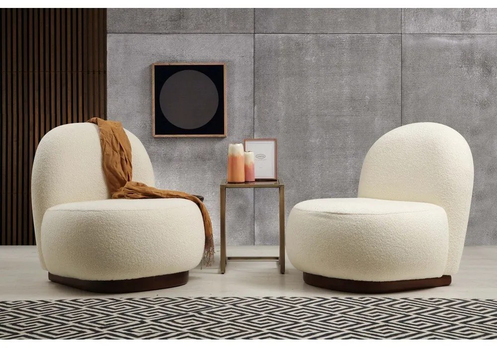 Poltrona bianca in tessuto bouclé Tina - Artie