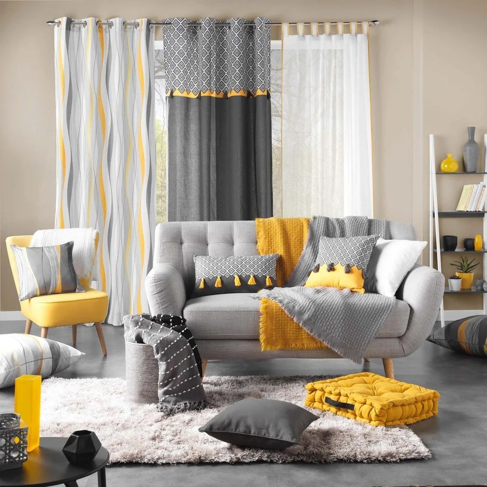 Tenda gialla e bianca 140x260 cm Ondulys – douceur d'intérieur