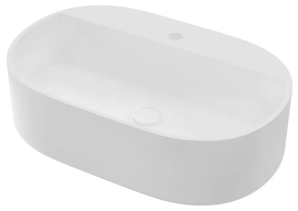 Lavabo da appoggio Kros ovale in ceramica L 55 x H 14 x P 38 cm bianco