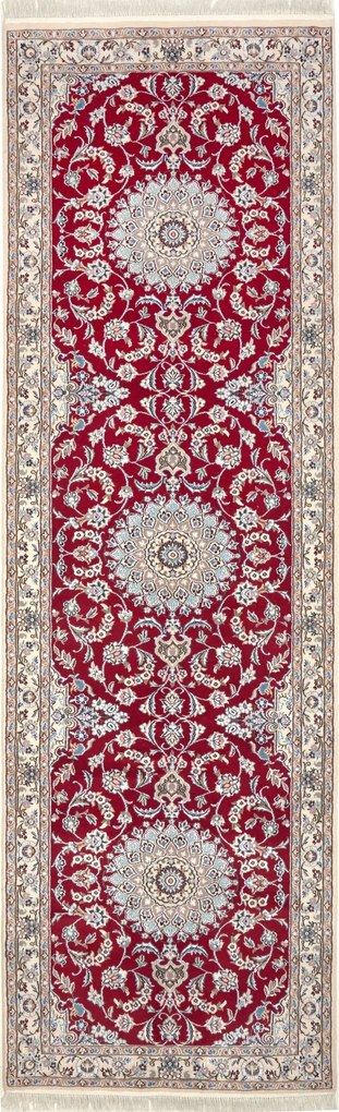 Nain Tappeto persiano 310x90 Rosso (Iran) Annodato A Mano