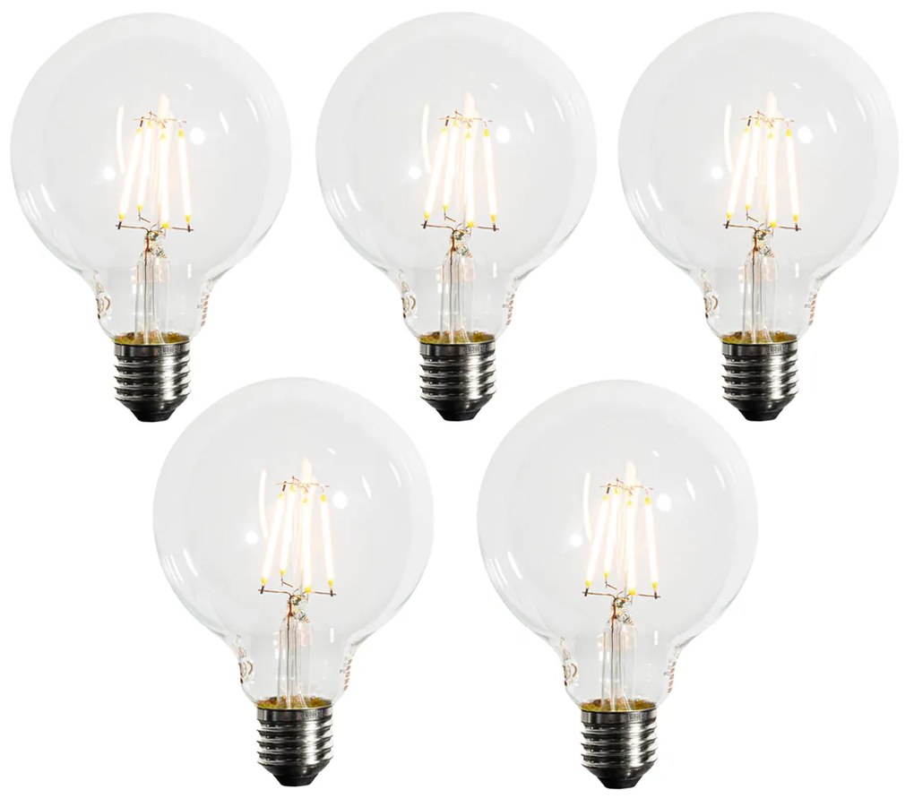 Set di 5 Lampadina LED dimmerabile E27 G95 5W 450lm 2200K