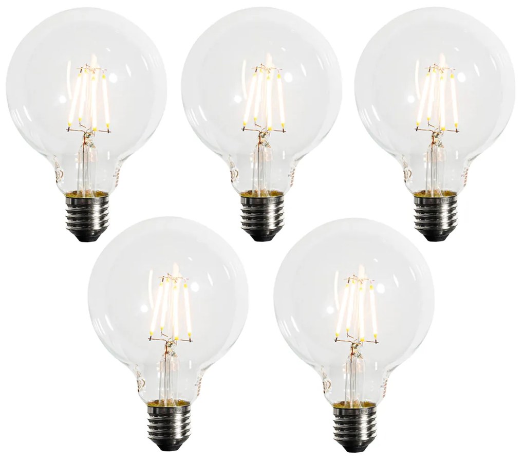 Set di 5 Lampadine LED E27 G95 Dimmerabili 5W 450LM 2200K