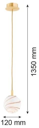 Argon 8450 - Lampadario a sospensione con filo ALMIROS 1xE14/7W/230V diametro 12 cm alabastro oro