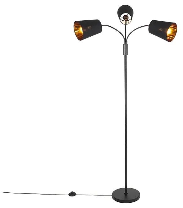 Lampada da terra moderna nera 3 luci - Carmen