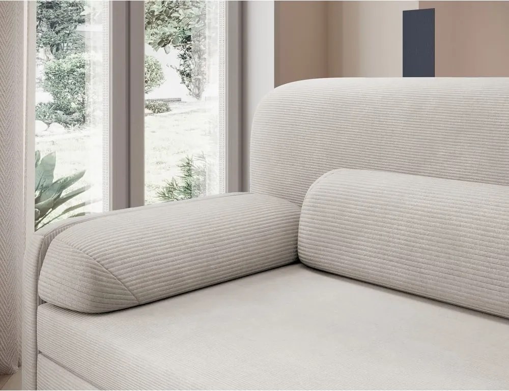 Divano beige allungabile/con contenitore e rivestimento in velluto a coste 236 cm Elioss – ELTAP