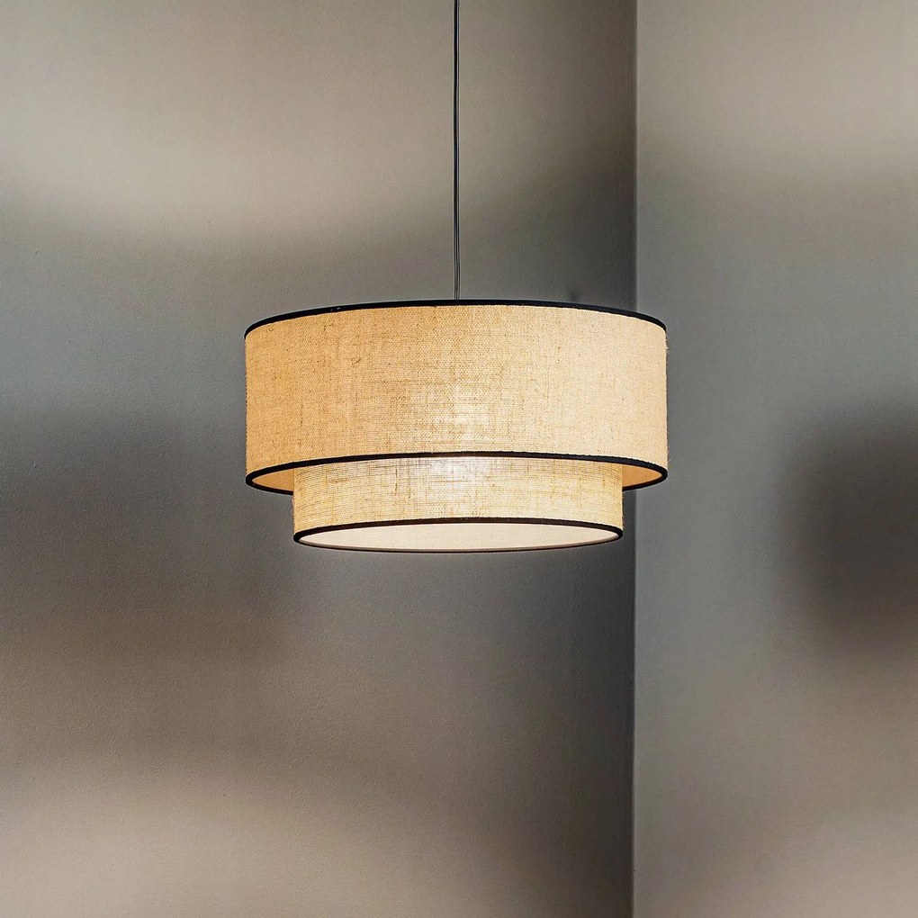 Duolla Lampada a sospensione Boho juta & nera Ø45cm a 1 luce