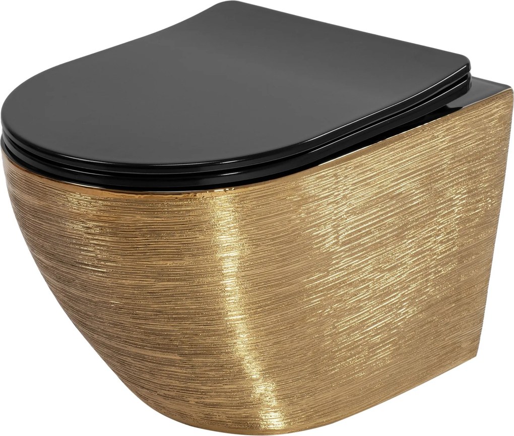 Vaso WC sospeso Rea Carlo Mini Tornado Black Brush Gold