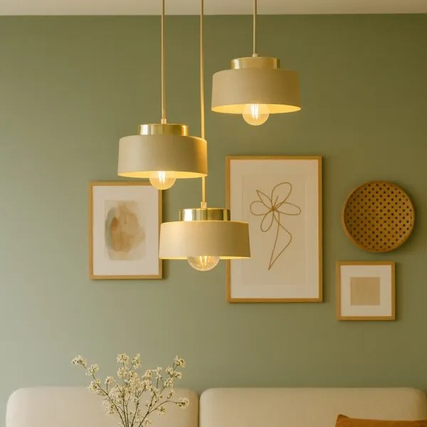 Lampadario a sospensione con cavo IGNIA 3xE27/60W/230V taupe