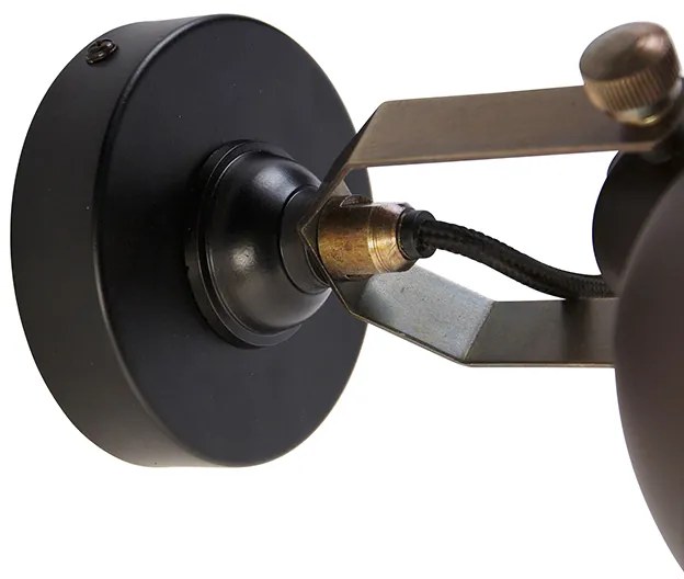 Applique da parete industriale nera con oro regolabile - Liko