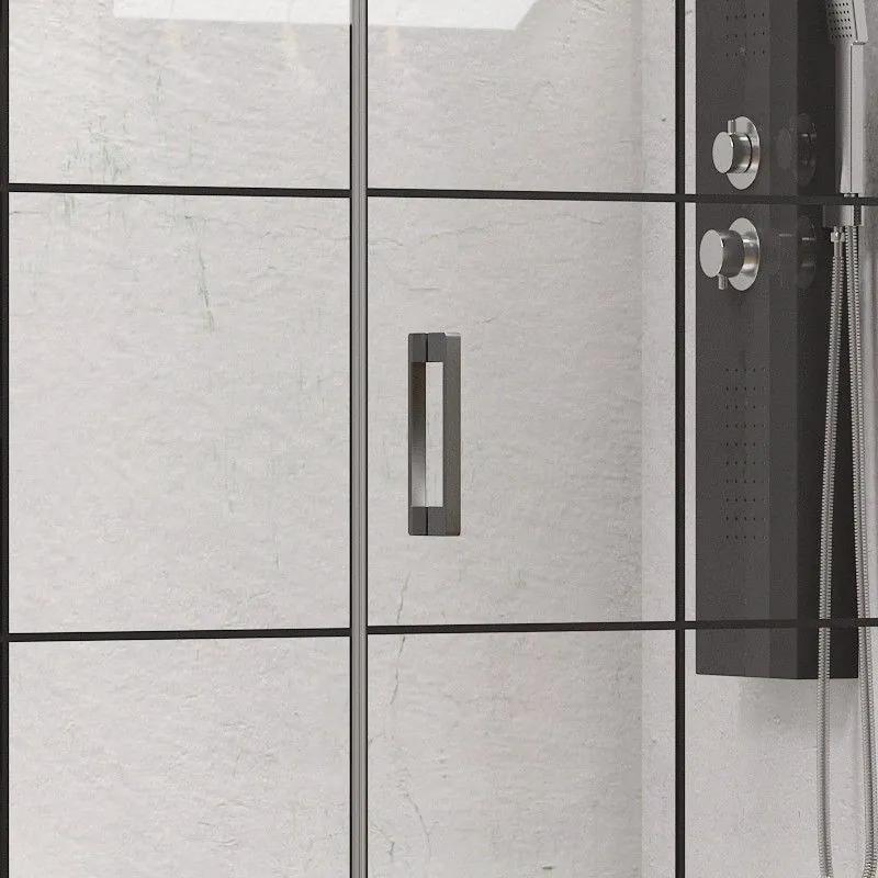 Kamalu - porta doccia 151-154 cm telaio nero opaco vetro serigrafato | kam-p5000