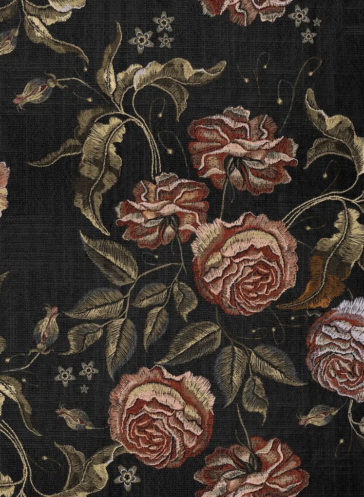 Coordonne Carta da parati panoramica Embroidery Flora - Black