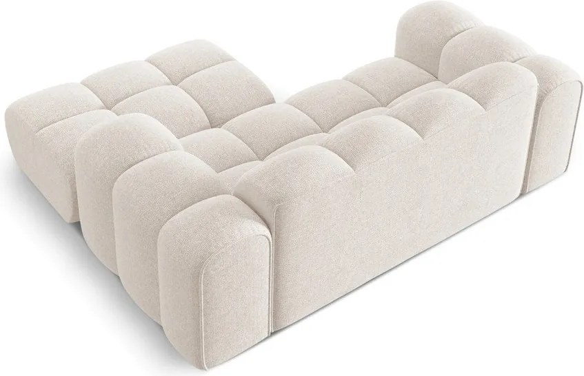 Divano angolare color crema (con penisola a destra/con chaise lounge) con rivestimento in ciniglia Treno – Cosmopolitan Design