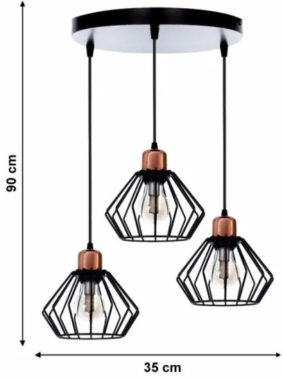 Lampadario a sospensione con filo PORTO 3xE27/40W/230V