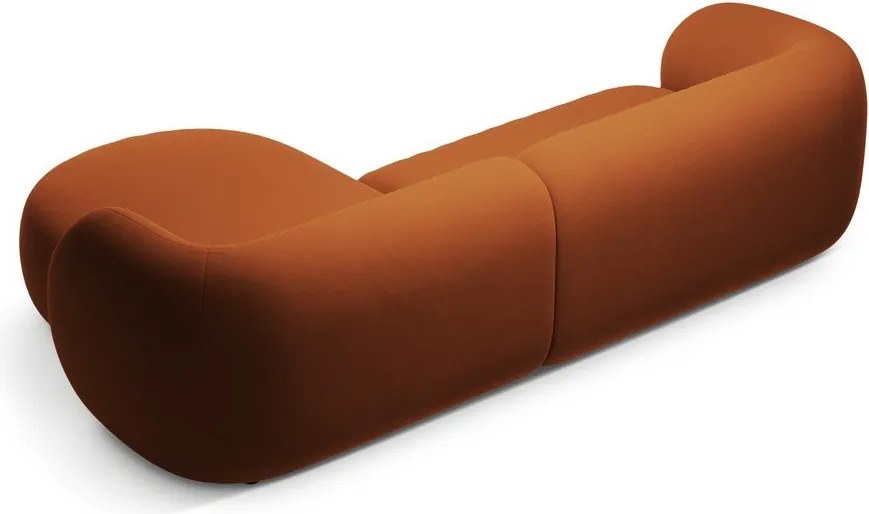 Divano angolare color terracotta (con penisola a destra/con chaise lounge) con rivestimento in velluto Kate – Micadoni
