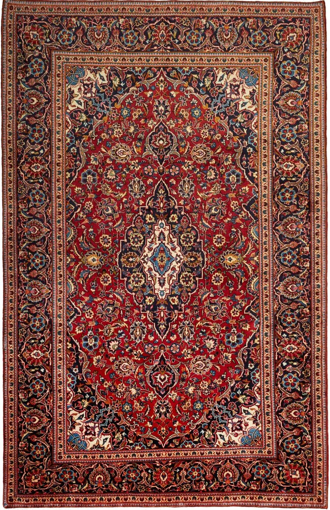 Kashan Tappeto 200 x 310 Blu (Iran) Annodato A Mano
