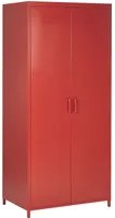 Armadio Portaoggetti Home Office Acciaio Rosso 2 Ante 4 Ripiani Design Industriale