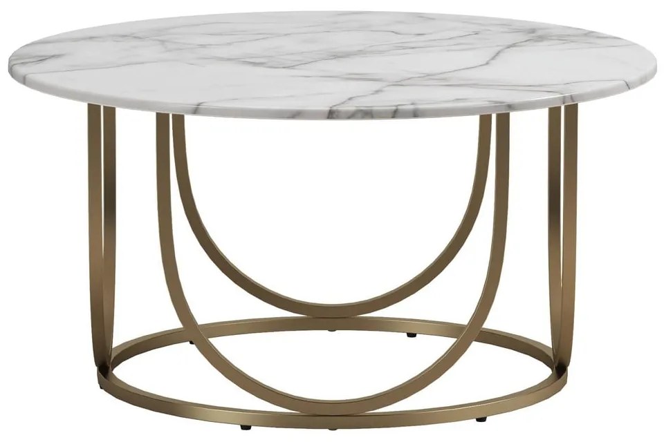 Tavolino da salotto rotondo bianco/dorato con effetto marmo ø 79 cm Gwyneth – CosmoLiving by Cosmopolitan