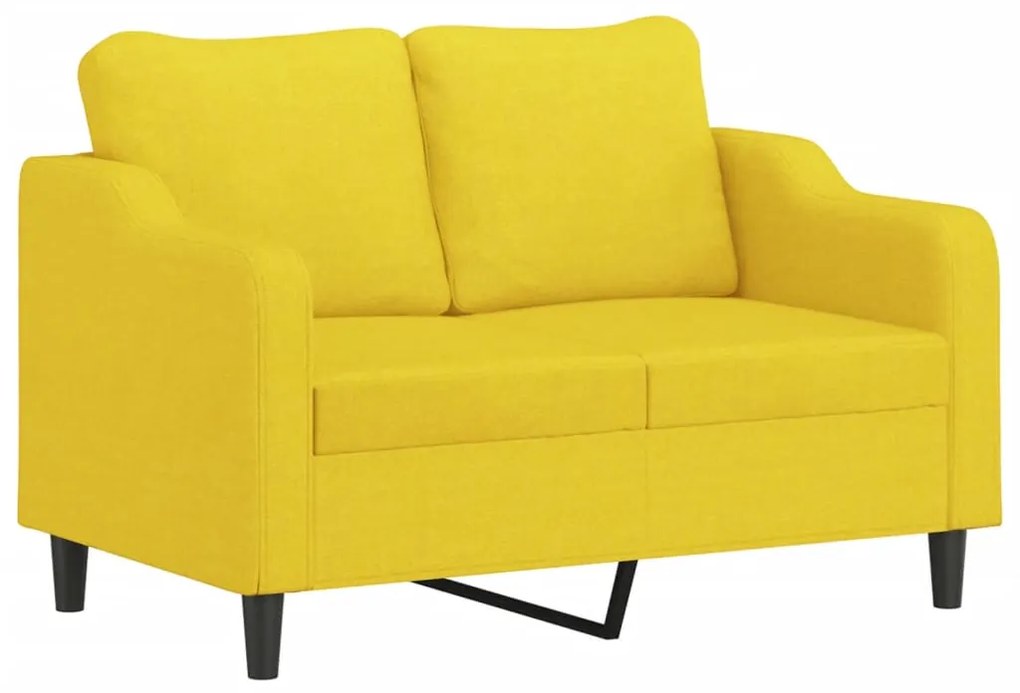 Set di divani 3 pz con cuscini giallo chiaro in tessuto