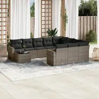 Set Divani da Giardino 11 pz con Cuscini in Polyrattan Grigio 3251867