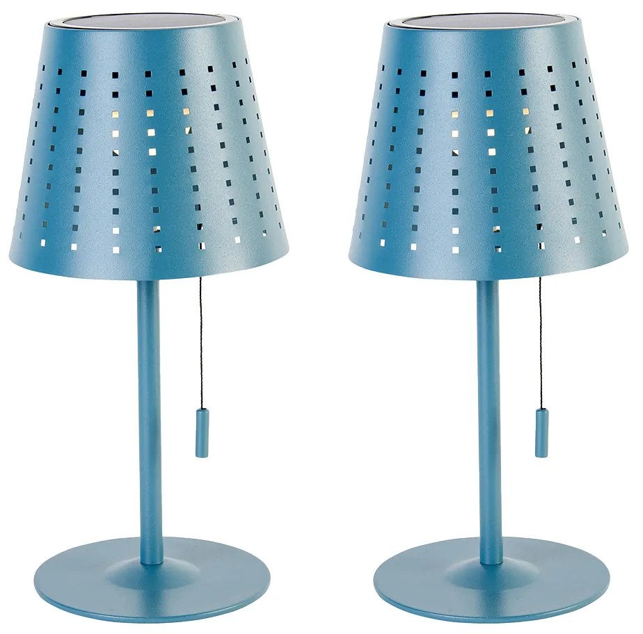 Set di 2 lampade da tavolo blu con LED dimmerabile a 3 livelli ricaricabile e solare - Ferre