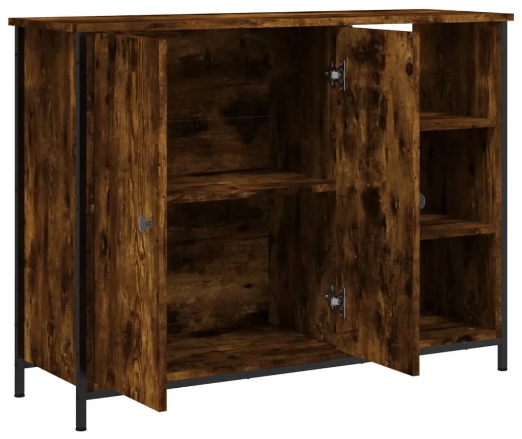 Credenza rovere fumo 100x33x75 cm in legno multistrato