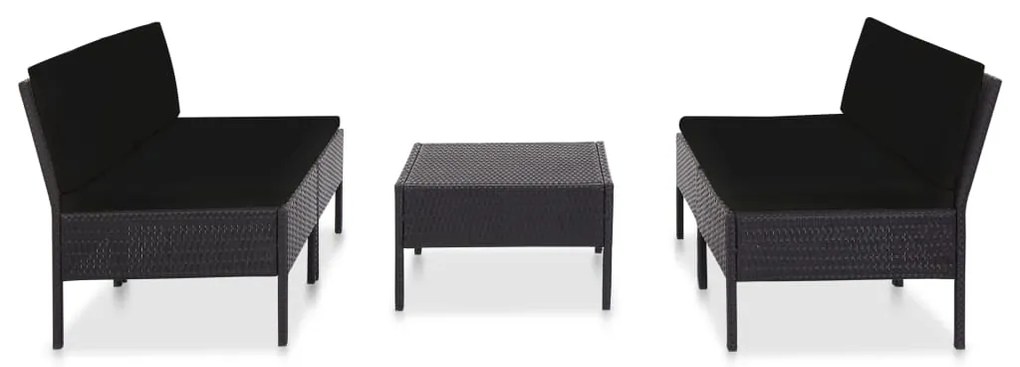 Set Divani da Giardino 5 pz con Cuscini in Polyrattan Nero